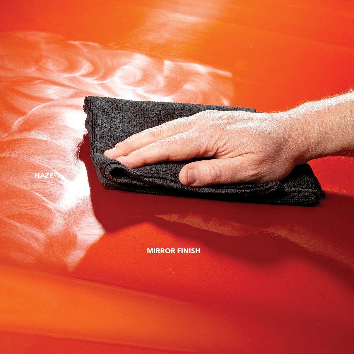 microfiber cloth gives car a mirror finish