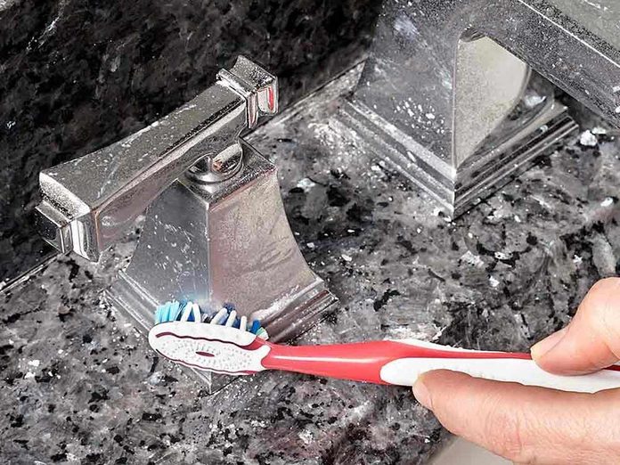 car wax buff clean bathroom faucets with toothbrush