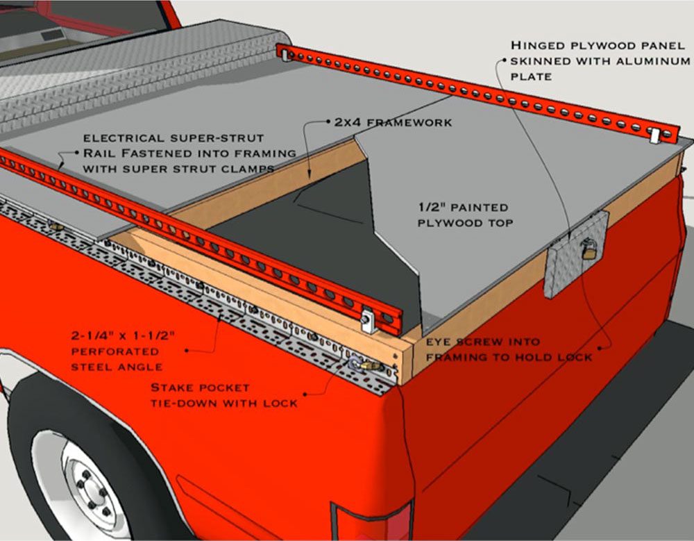 a diagram showing how to build a truck storage system