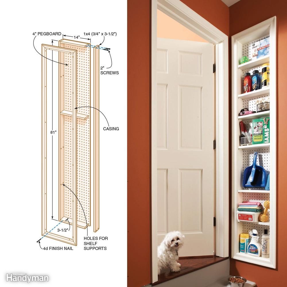 Narrow Storage Shelves: Stud Space Cabinet