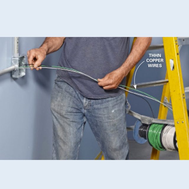 running copper wires through conduit