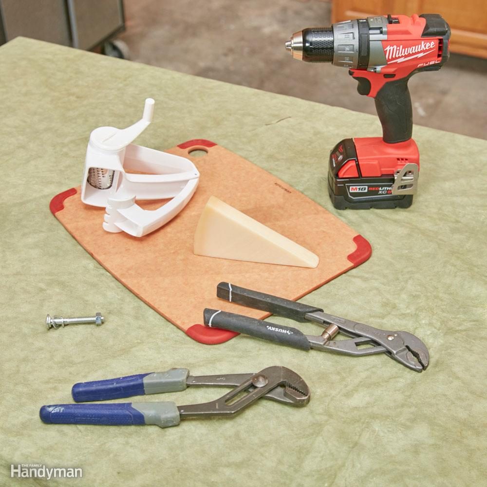 Make a drill-powered cheese grater.