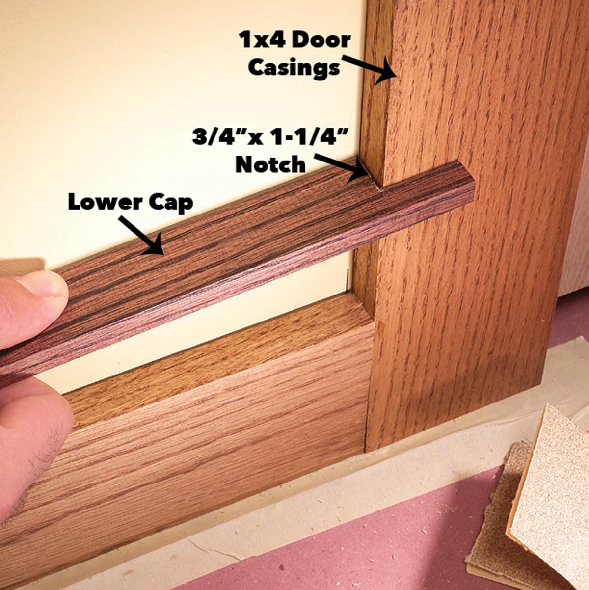 Notch lower baseboard cap