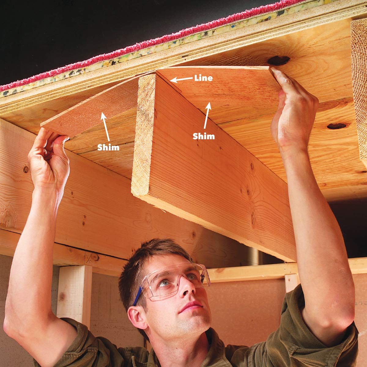 shim between joist and subfloor