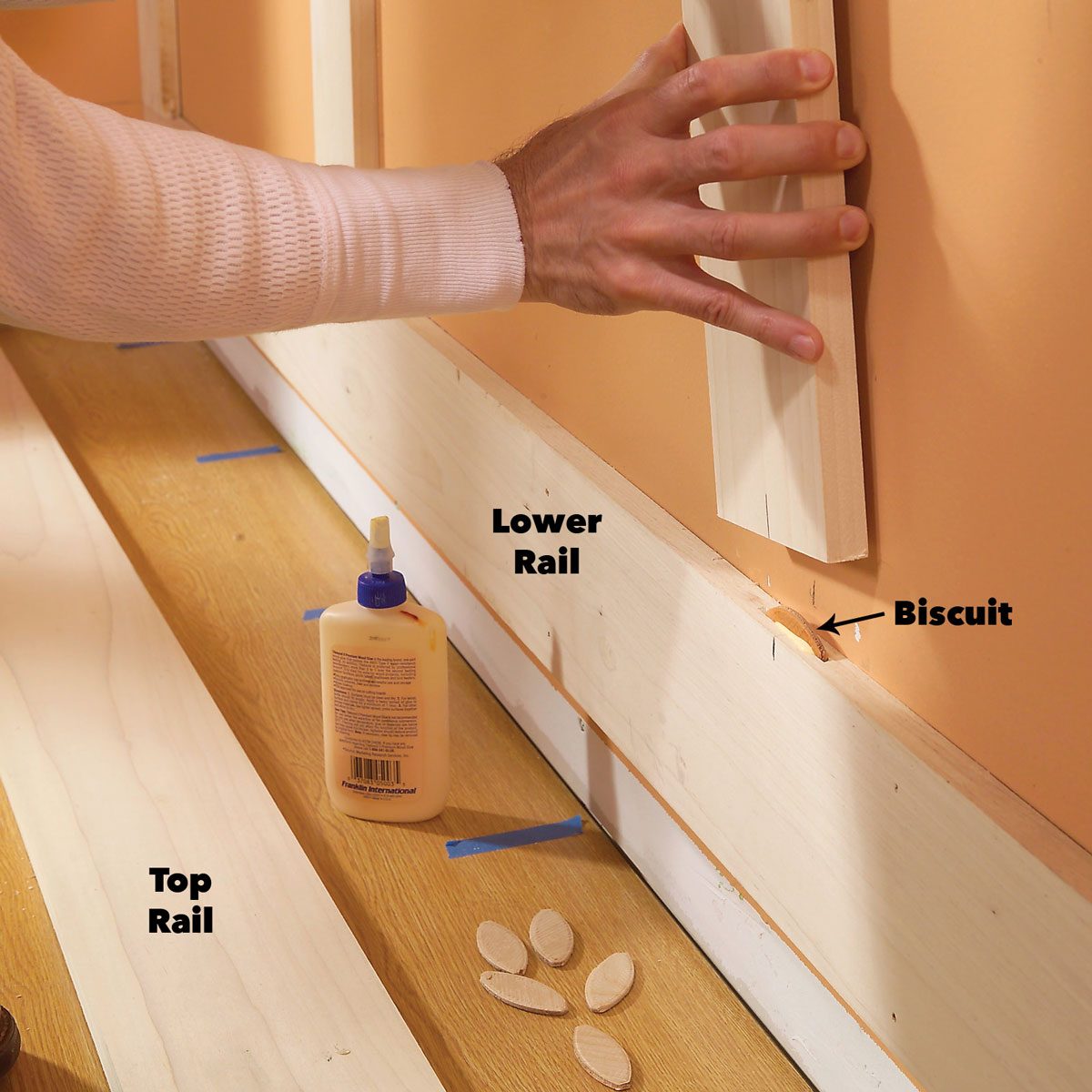 start gluing stiles for wainscoting