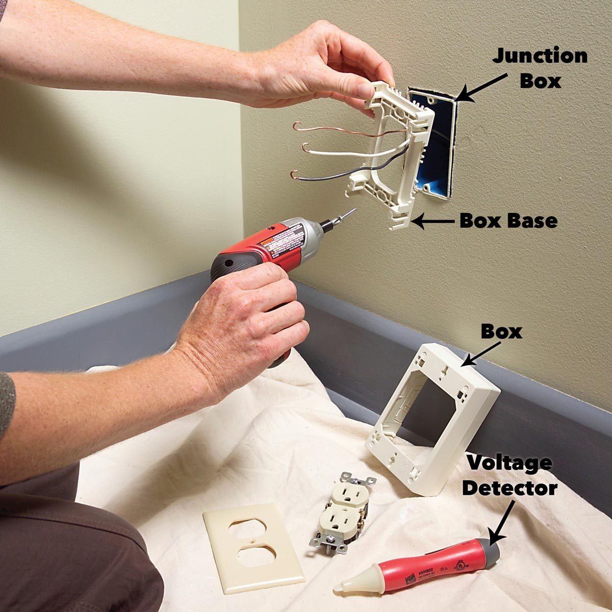 add wall outlets with surface mounting