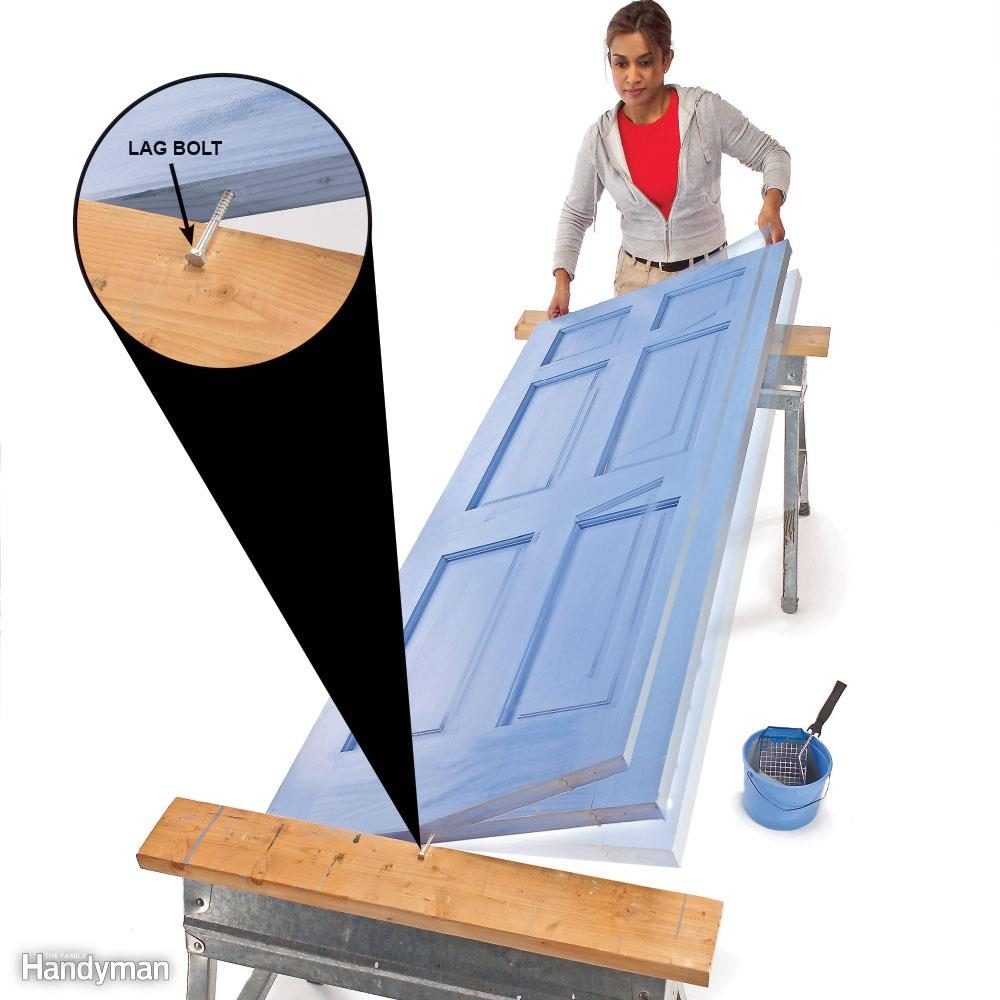 Lay the door flat to avoid drips and runs