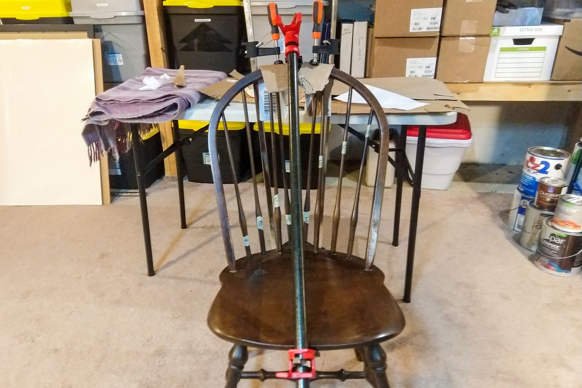 Clamping Wooden Chair with Bar Clampers