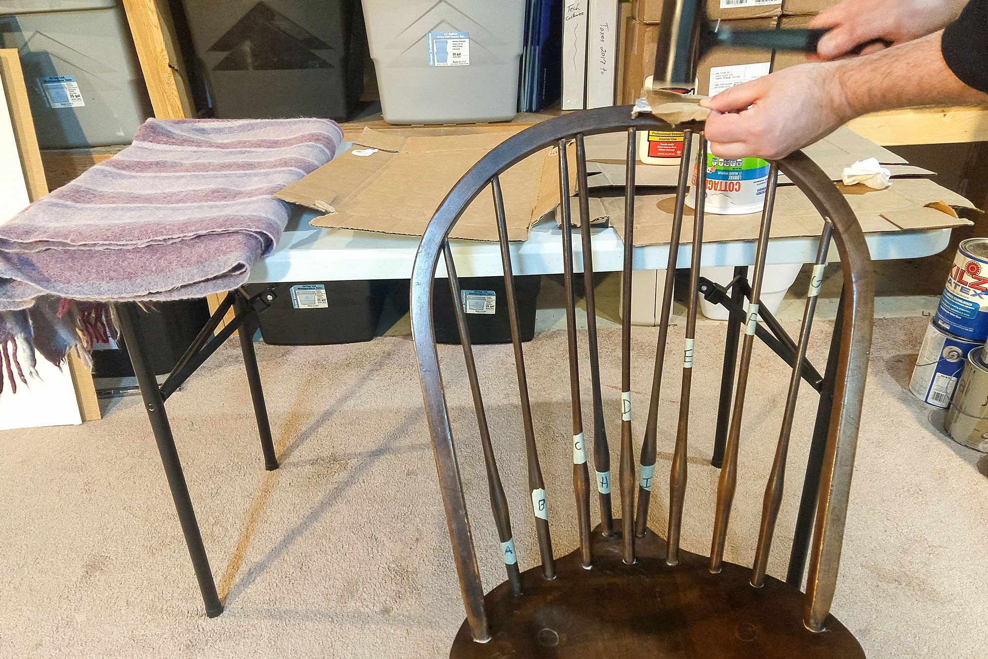 Fixing Wobbly Wooden Chair with Dead Blow Hammer 