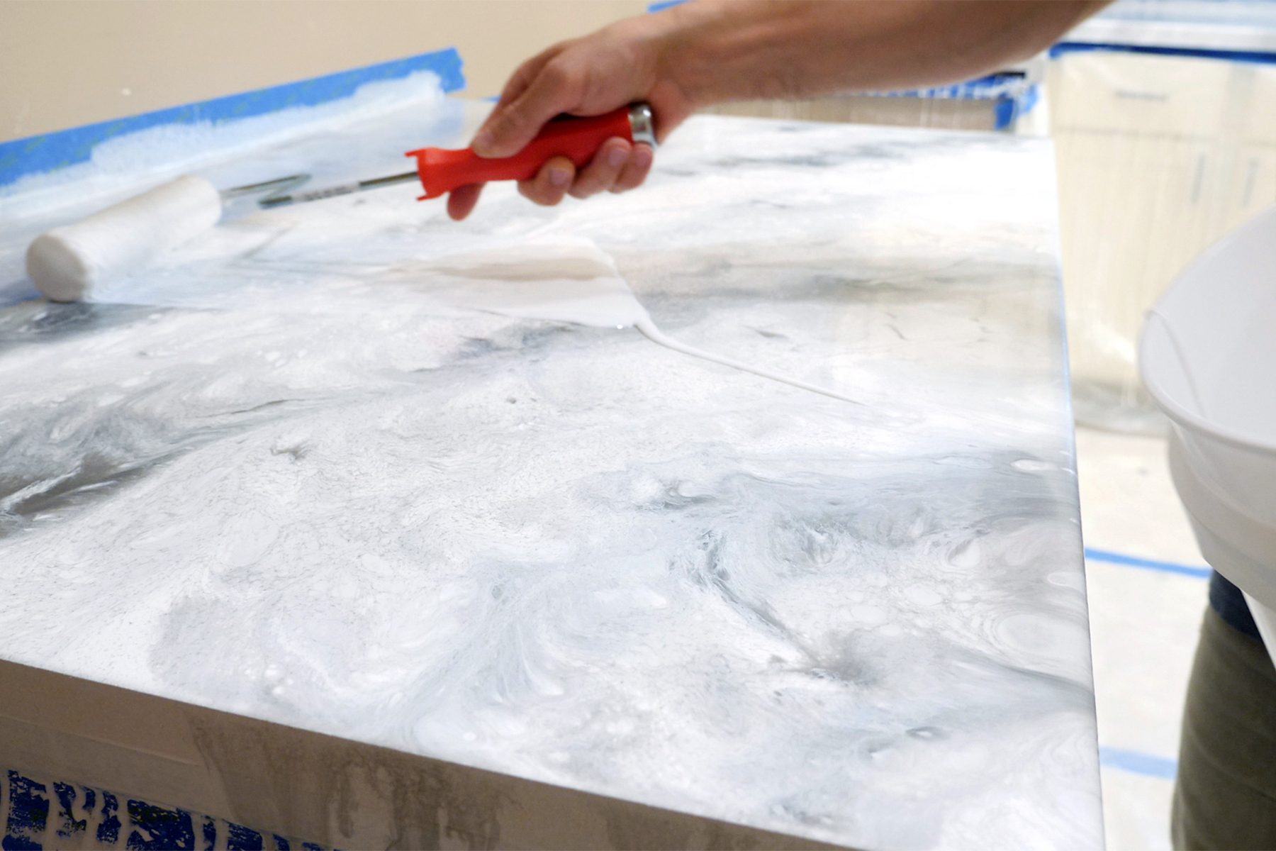 Applying water-based polyurethane with paint roller