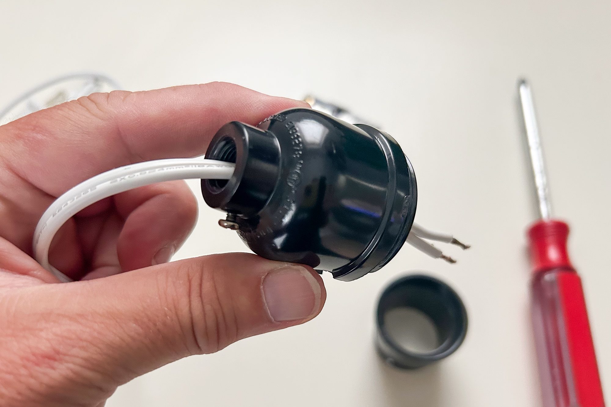 threading cord through sleeve,How To Wire A Light Socket In A Lamp Ally Childress For Family Handyman Lamp Socket Thread Cord Through Sleeve Ksedit