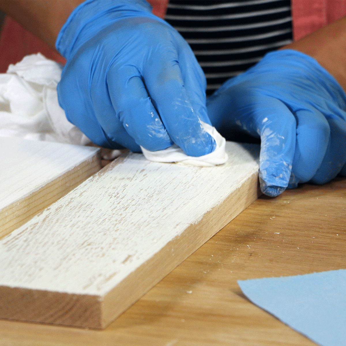 whitewash with candle wax and paint