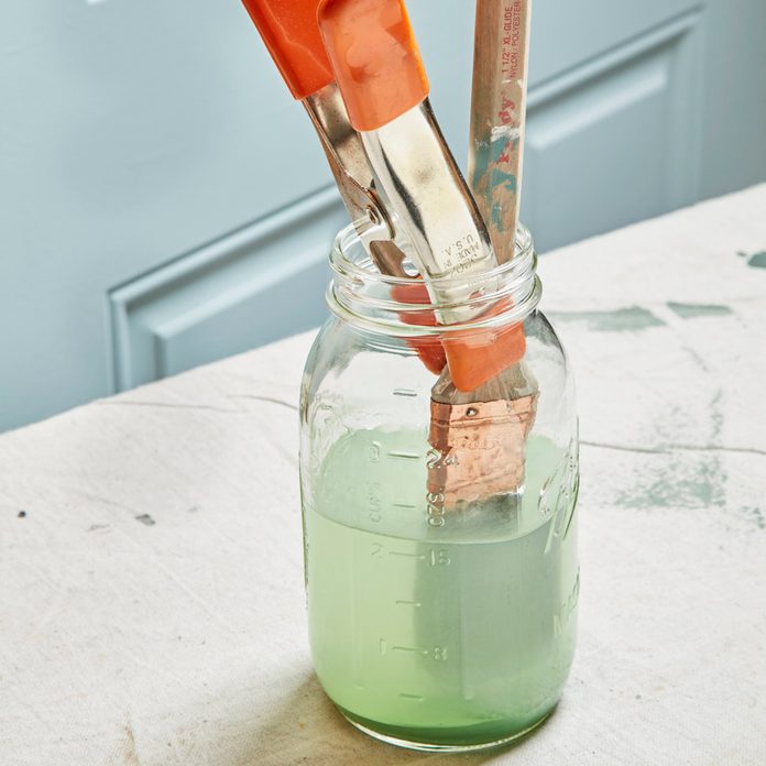 Self-Cleaning Paintbrushes mason jar