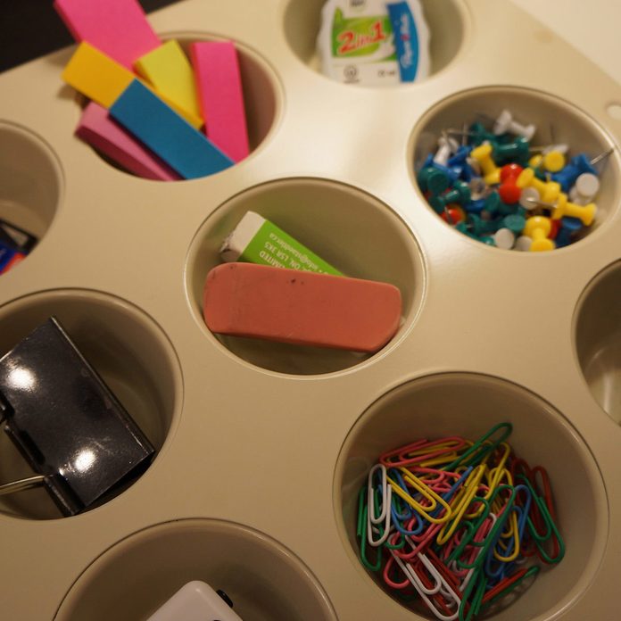 old muffin tin storage solution