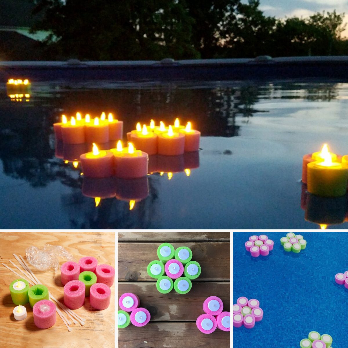 Floating Flower Tea Lights pool noodles