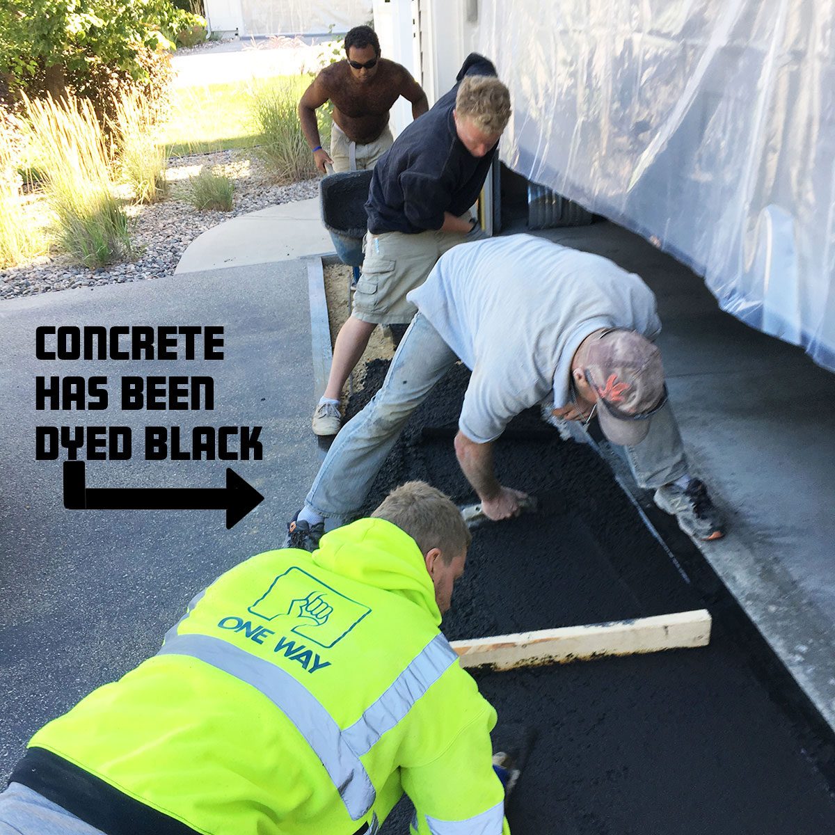 Black Concrete garage apron