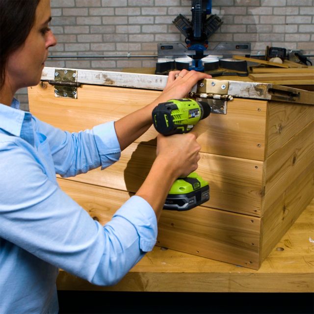 mini greenhouse screw hinges to back of box