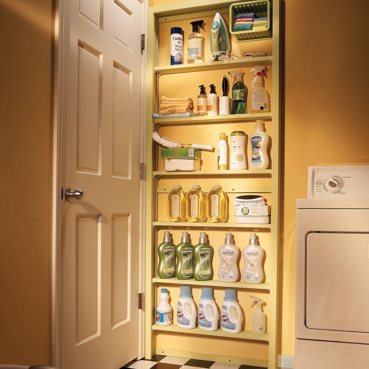 laundry room ideas behind the door storage shelves laundry room