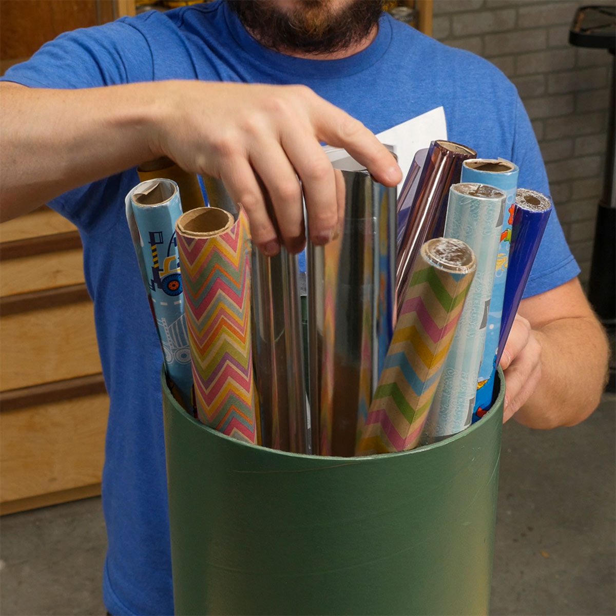 Concrete Form Wrapping Paper Storage