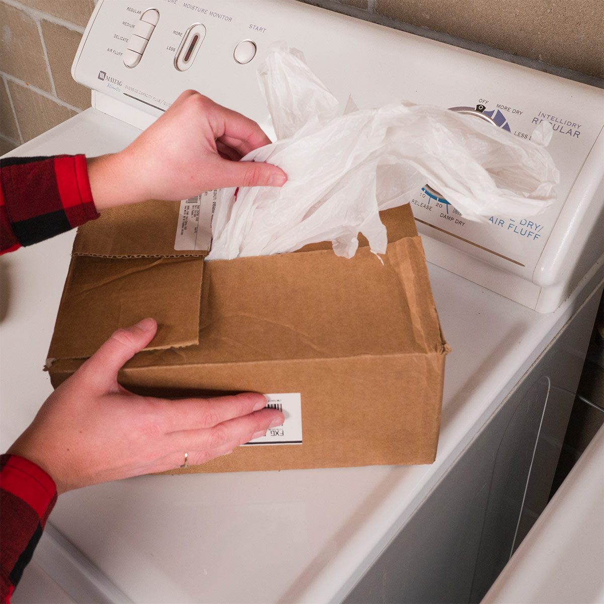 cardboard box plastic bag dispenser