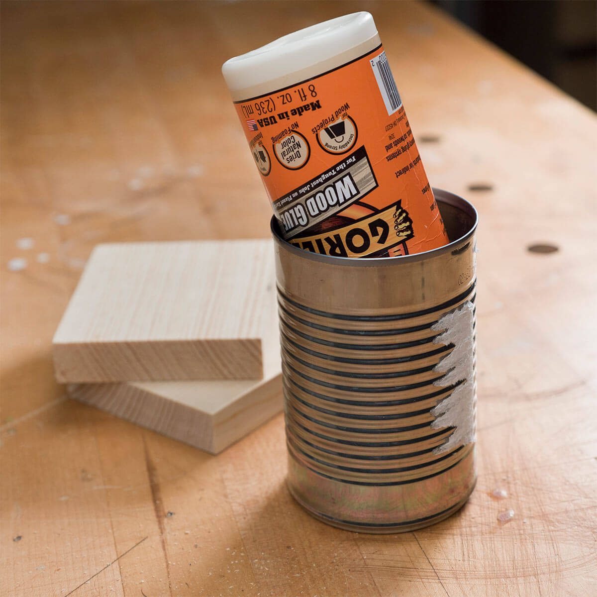 Tin Can Glue Bottle Storage