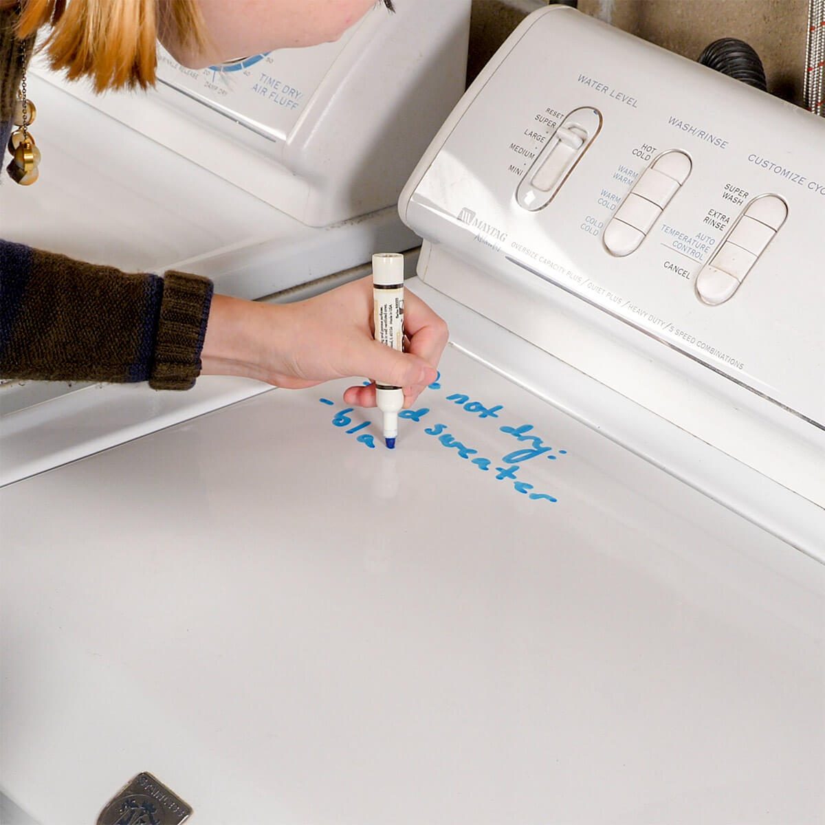 writing notes on washing machine