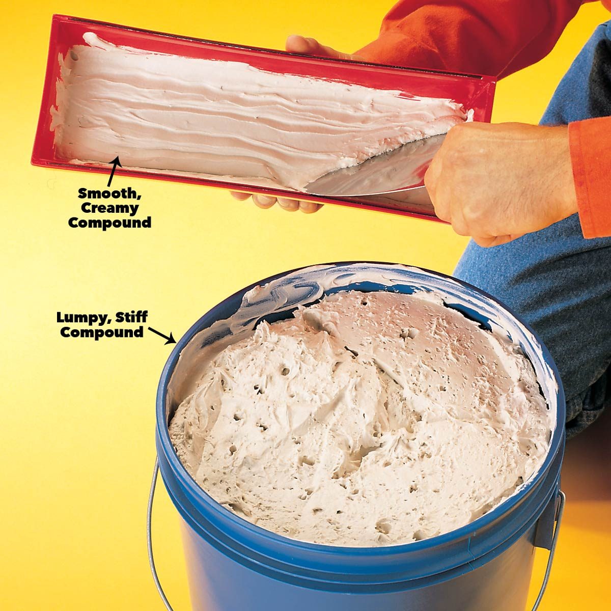 Stir premixed drywall compound