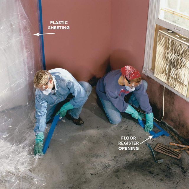 seal off moldy damaged area