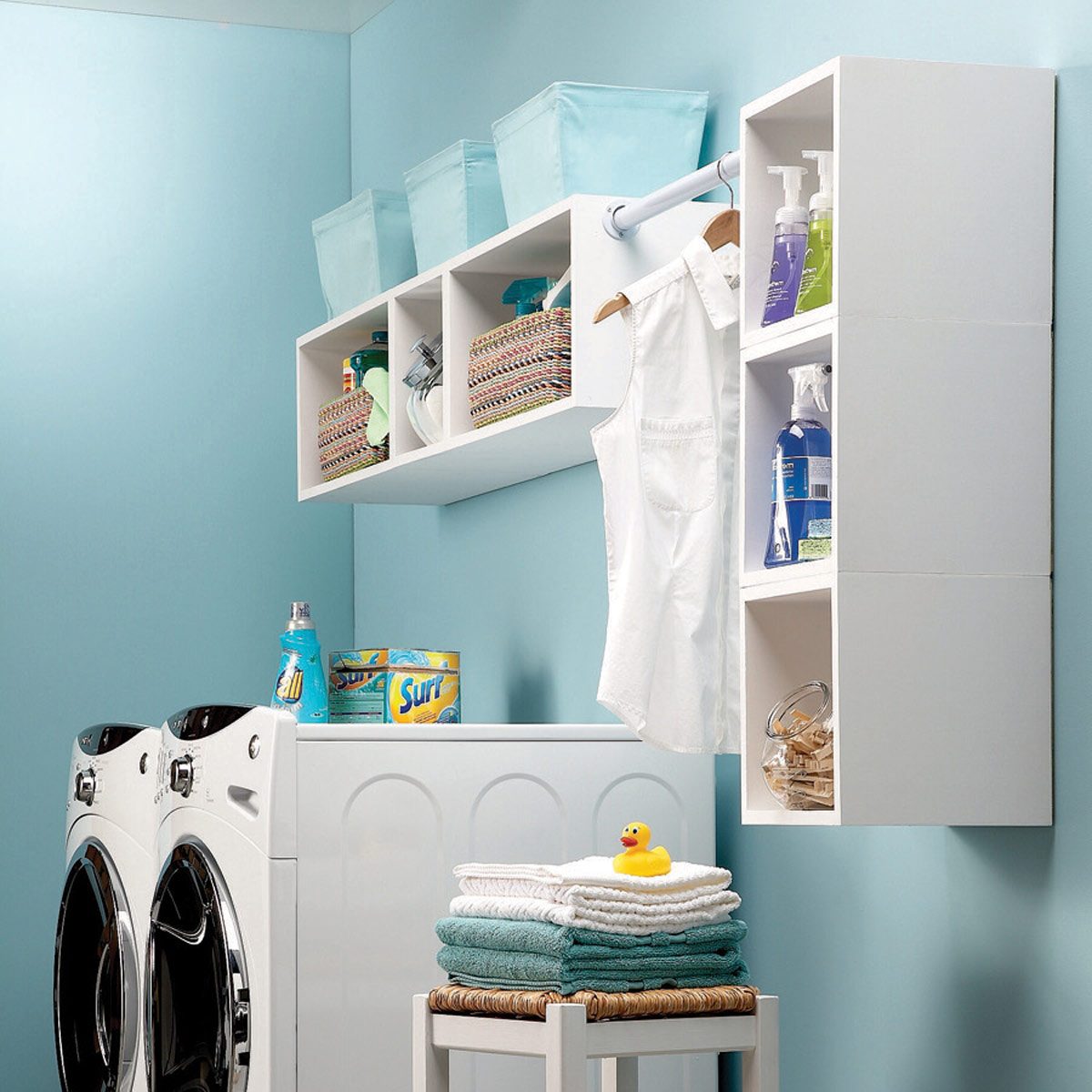 Box shelves laundry room organization ideas