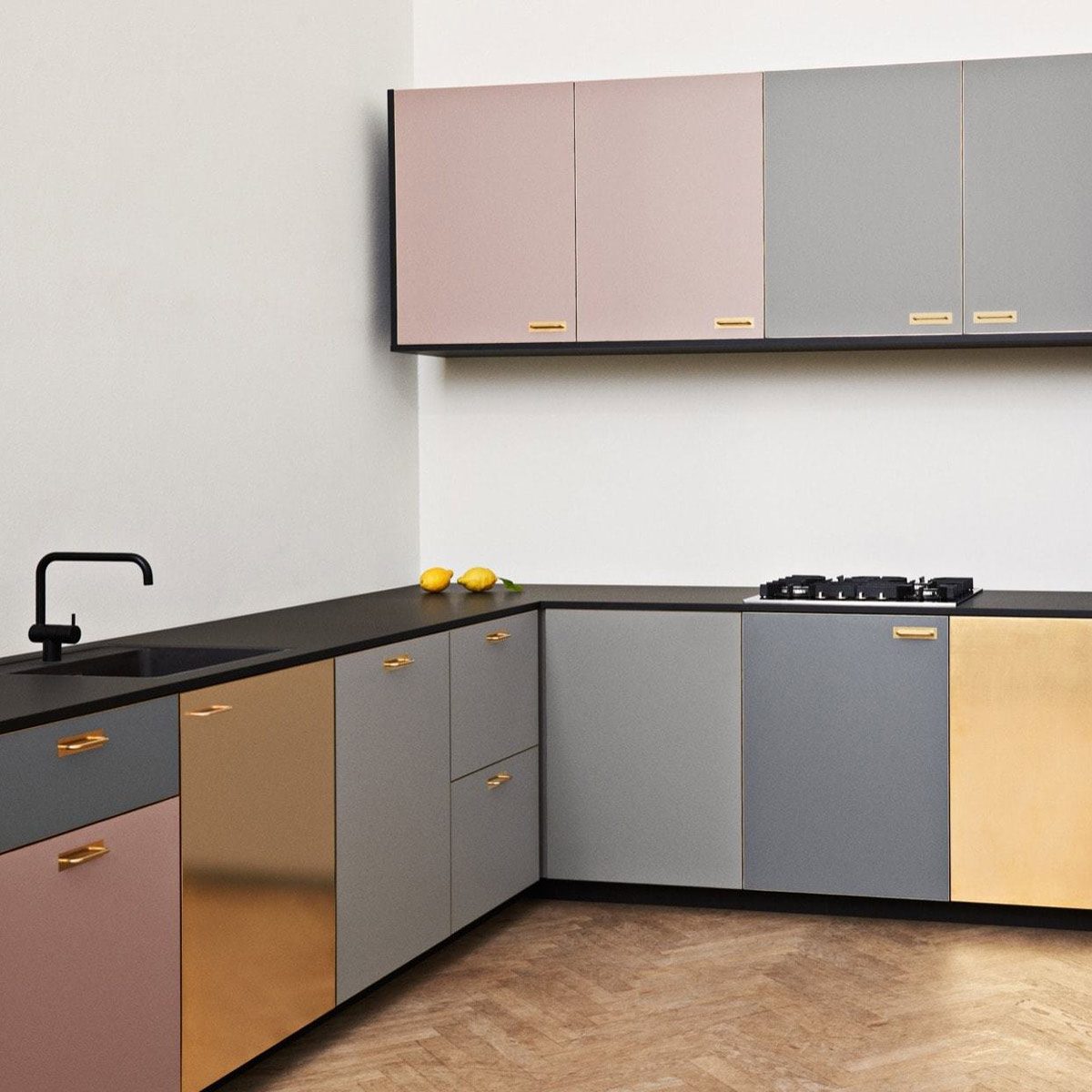 a_large cabinet fronts metallic