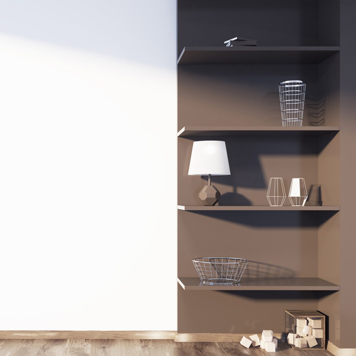 shutterstock_753838924 organize your living room open shelves