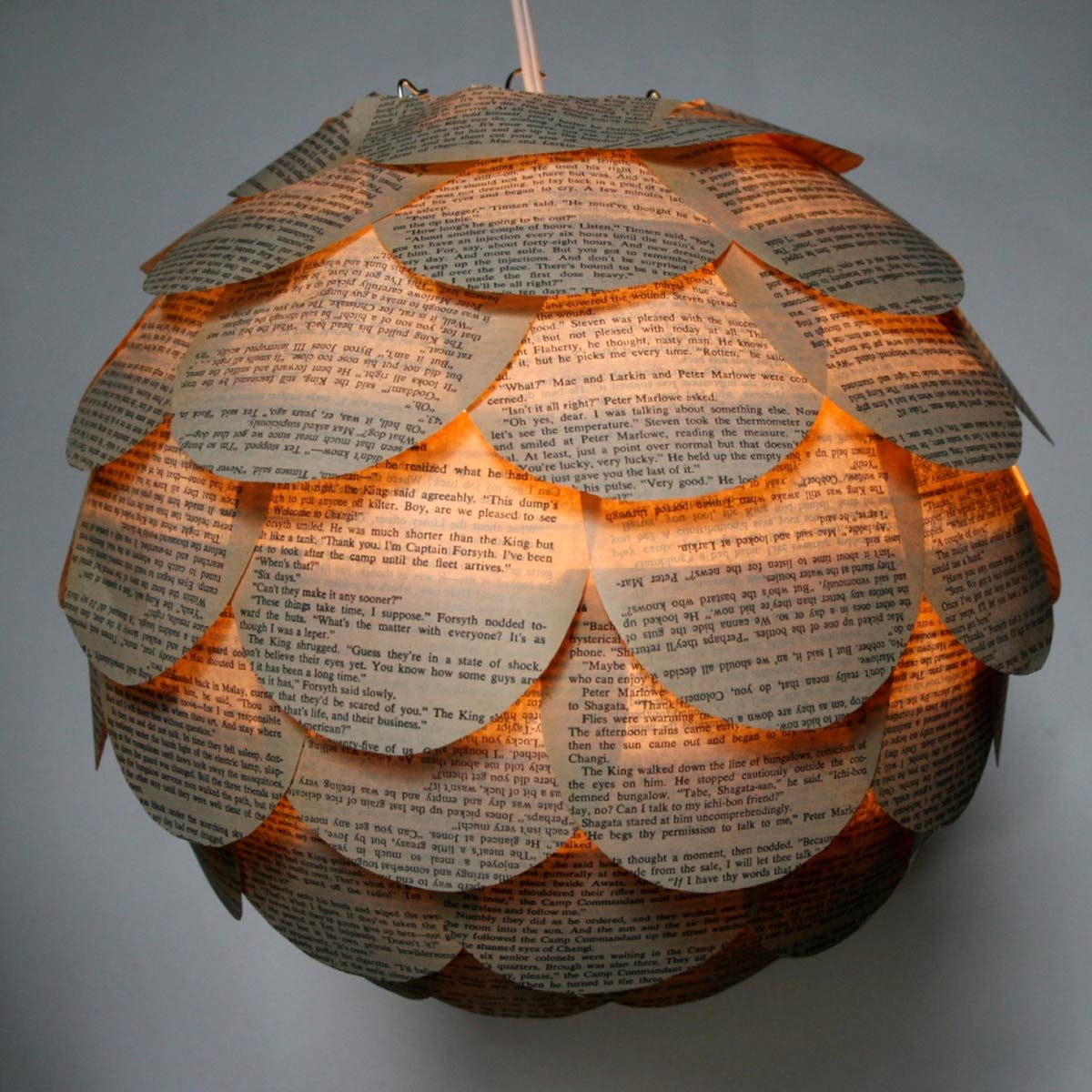 artichoke book pages light pendant lamp