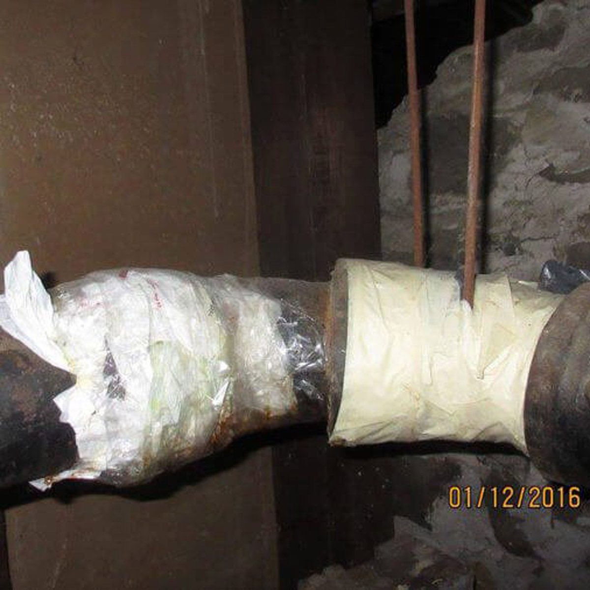 Plastic wrapped plumbing repair