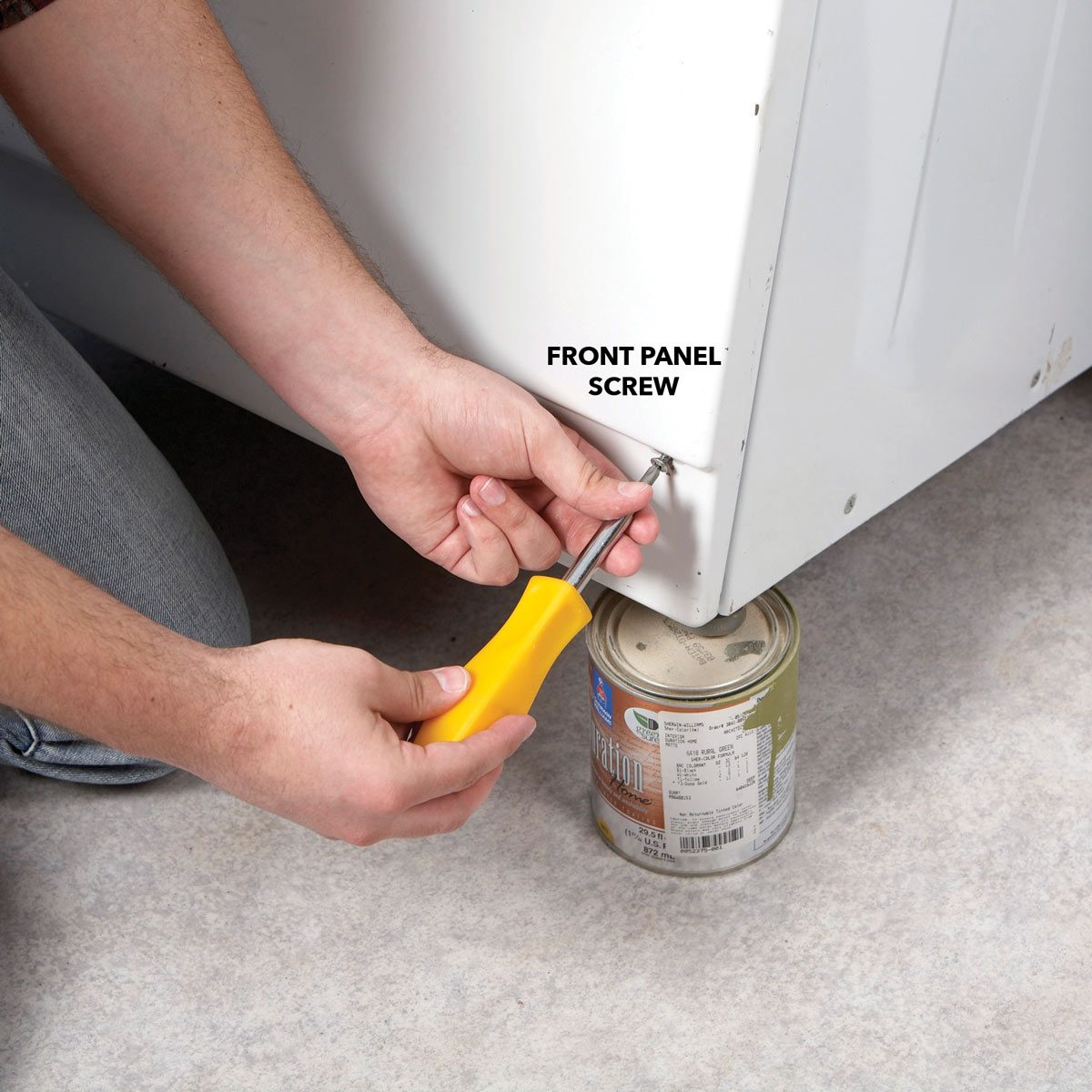 Remove the front panel screws of dishwasher