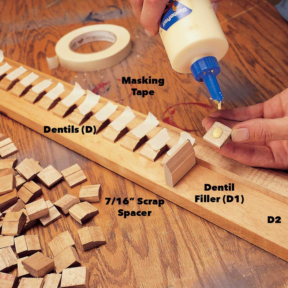 Add the dentil molding bookcase