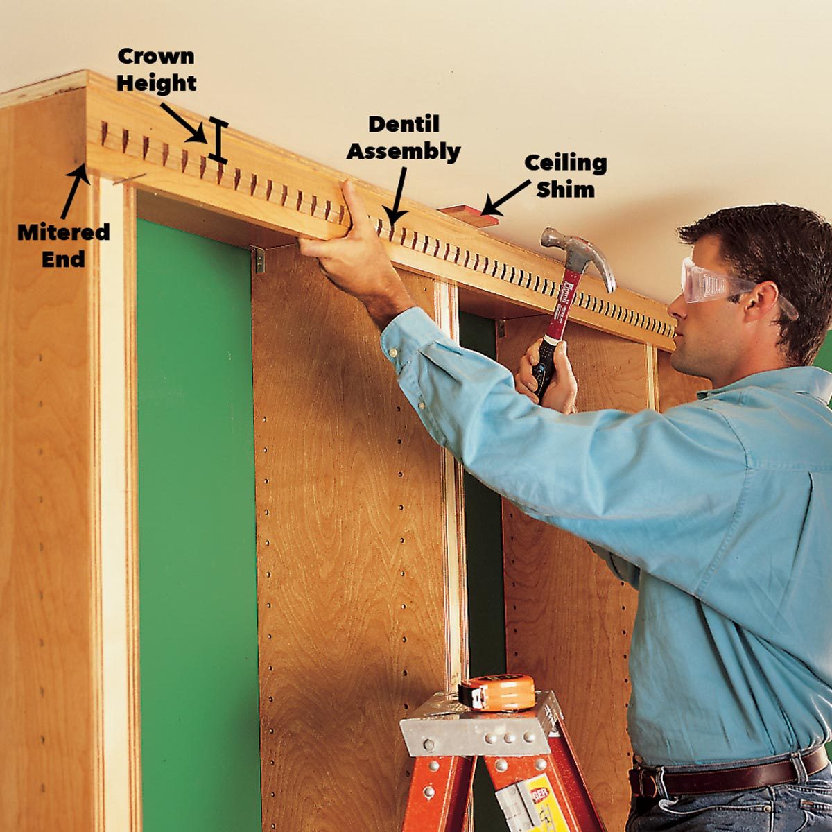 Install the dentil assembly