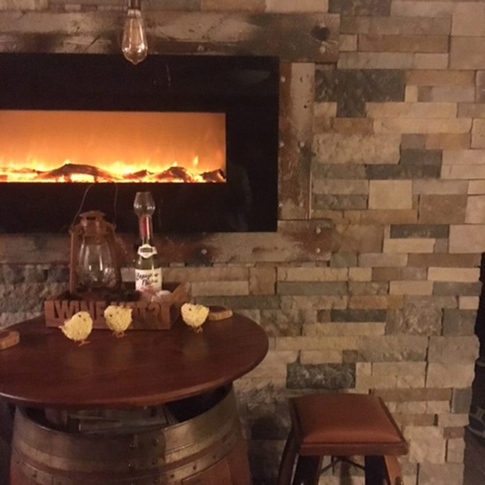 DIY faux stone accent wall