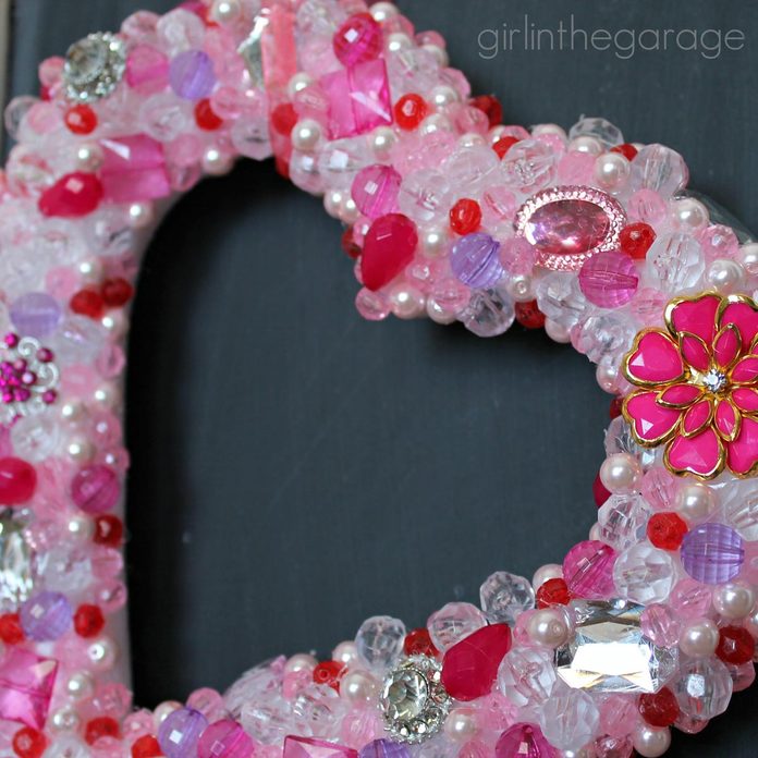 bead heart valentine wreath