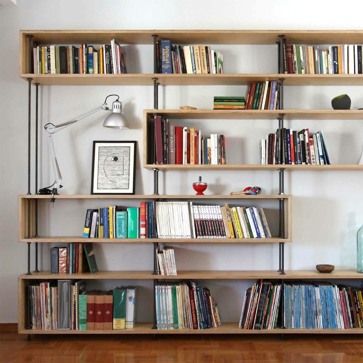Industrial Pipe-and-Plywood Bookcase