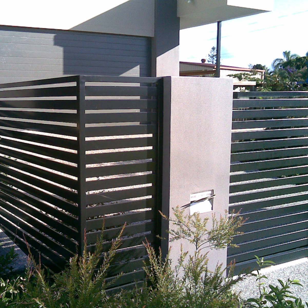 Black Horizontal Slats Fence