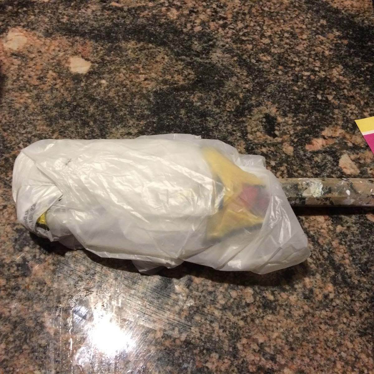 plastic bag paintbrush cover