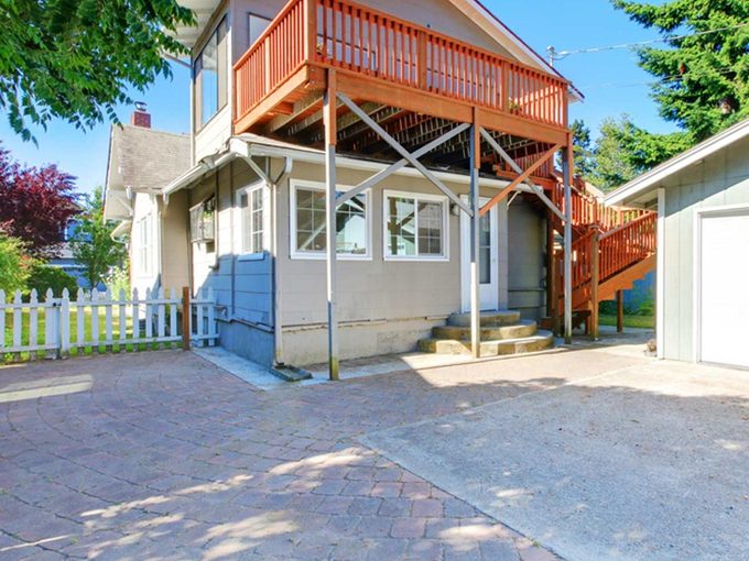 House with a second story addition