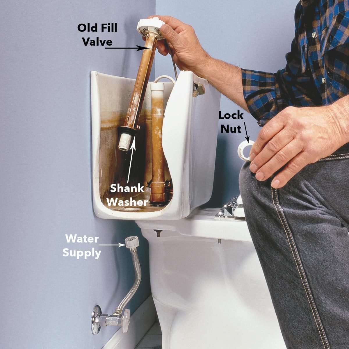 How to Fix a Running Toilet: Remove the and Replace Old Toilet Fill Valve diagram