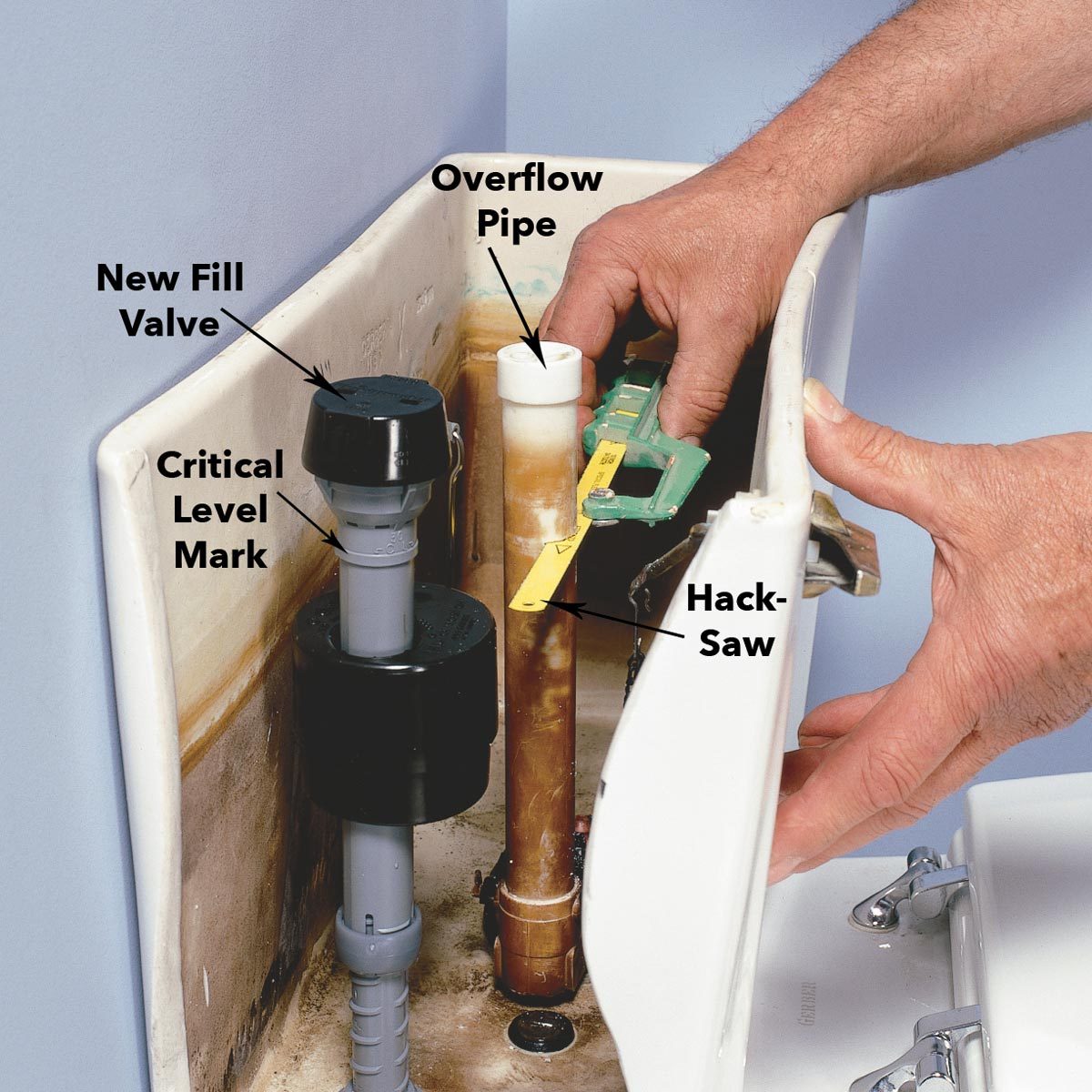 Running Toilet - install the new fill valve diagram