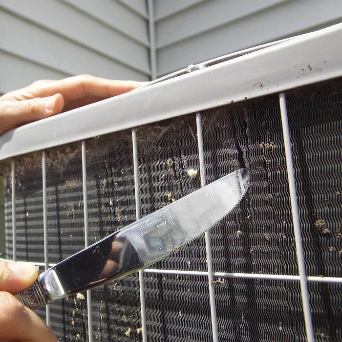 fixing ac fins with butter knife home air conditioner