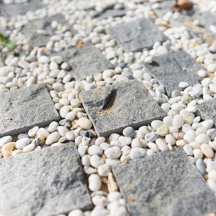 grid stone paver patio
