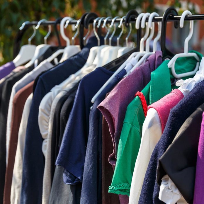 full closet with clothes