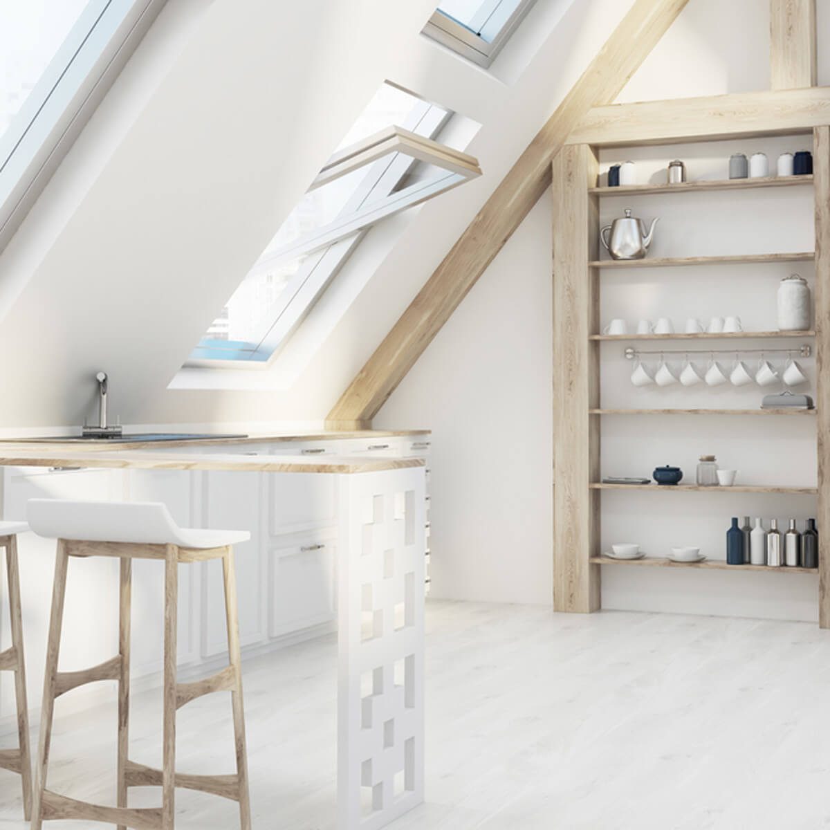 finish attic vaulted ceiling kitchen