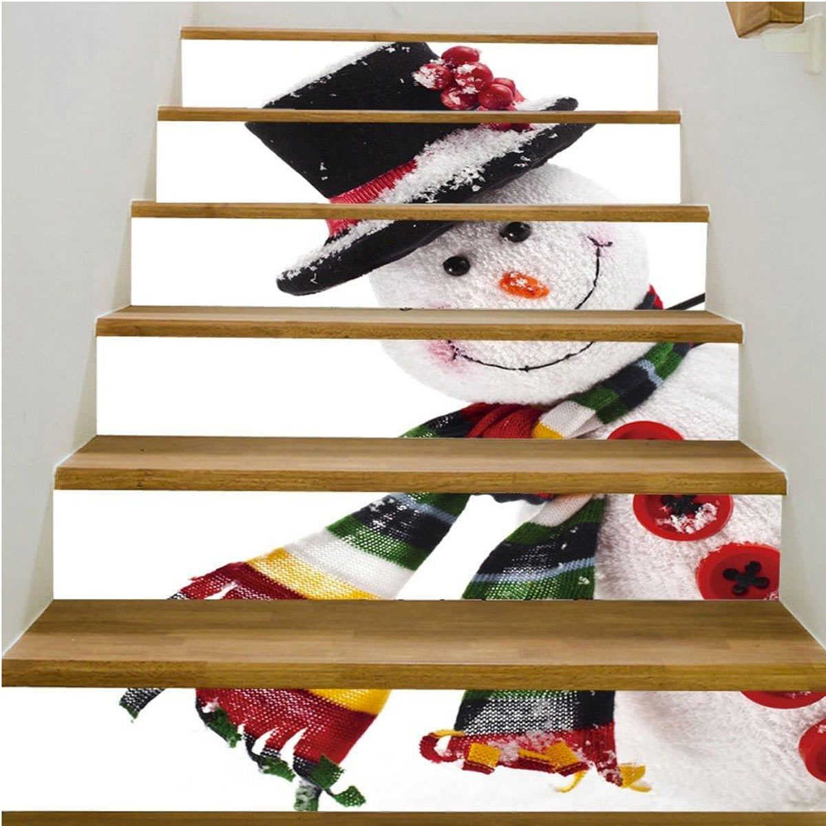 seasonal snowman stair risers