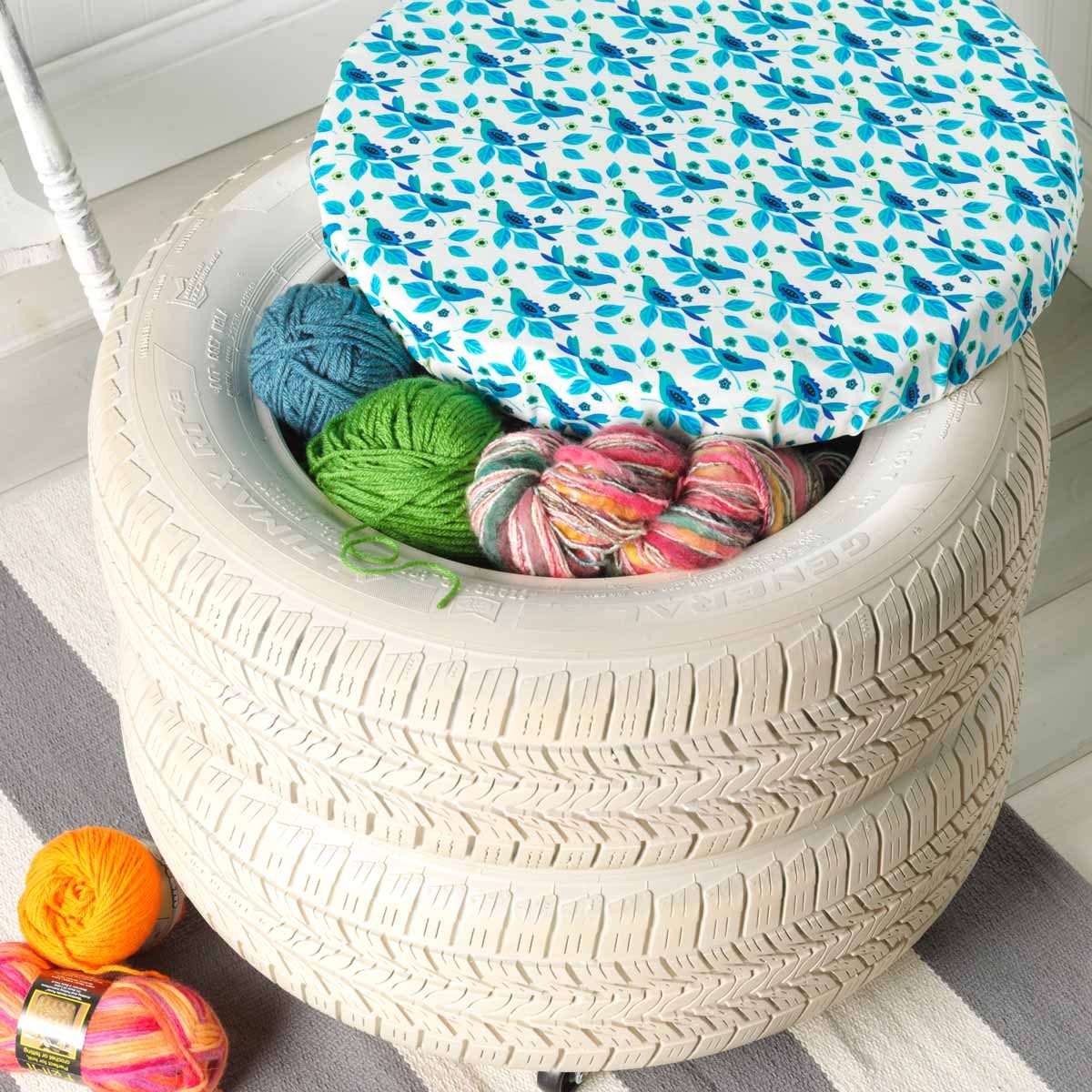 tire ottoman craft storage